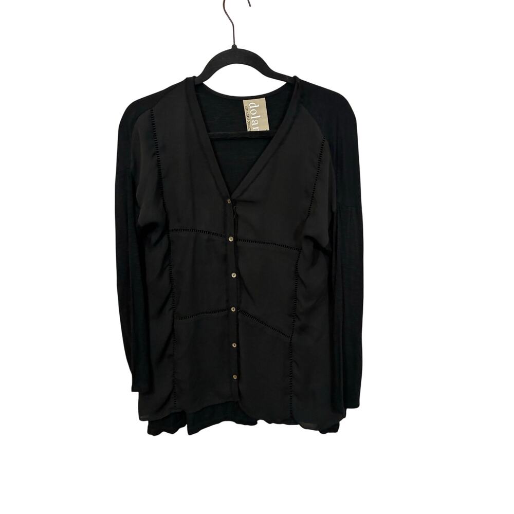 Dolan Left Coast Anthropologie Black Mixed Media Tunic Button Front Women’s S
